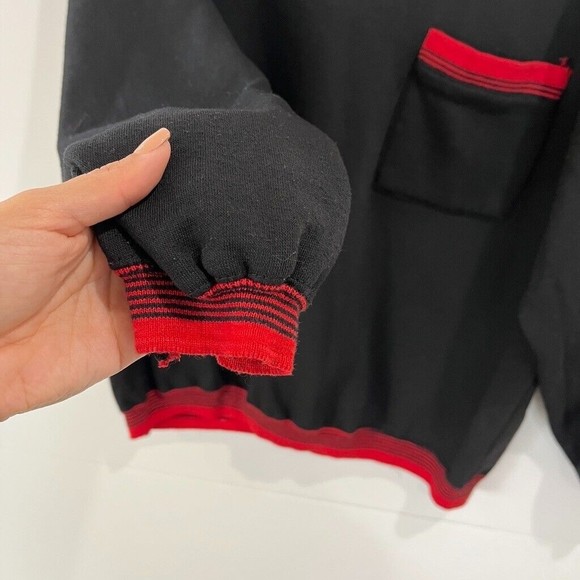 Vintage Black and Red Collared Chest Pocket Pullover Sweatshirt Contrast Sz M - Picture 5 of 6